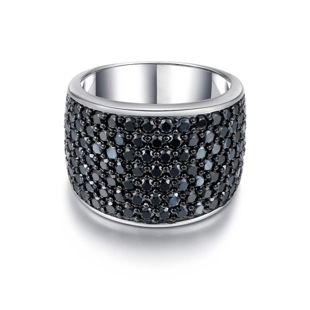 925 Sterling Silver Black Spinel Band Ring