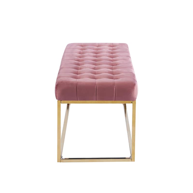 Porthos Home Wenn Tufted Velvet Bench with Gold Chrome Legs