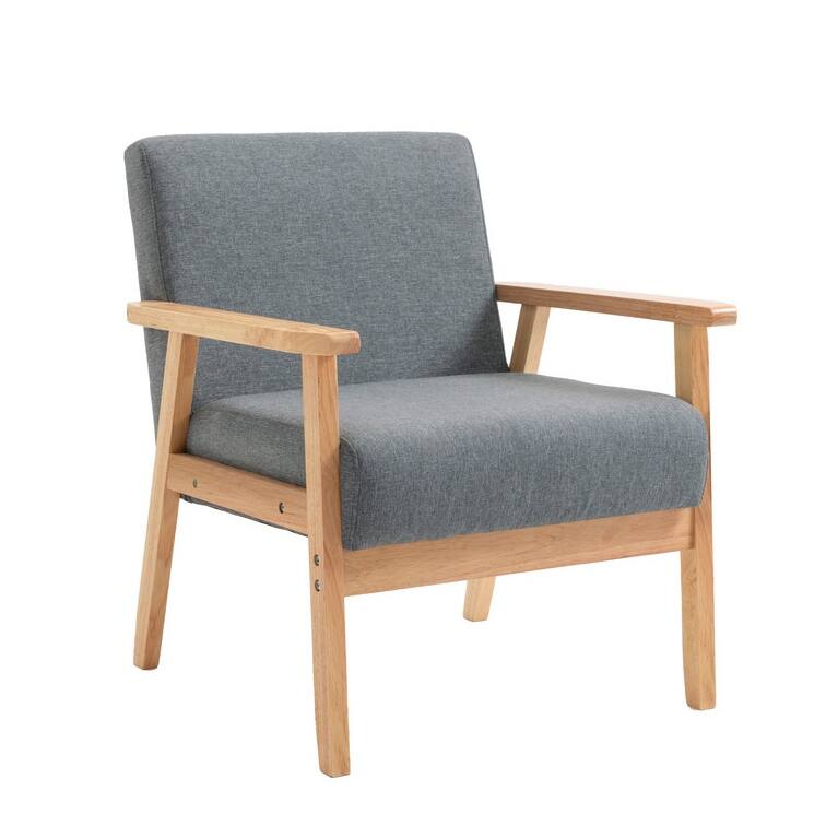 Linen Sofa and 2 Chairs with 2 Throw Pillows