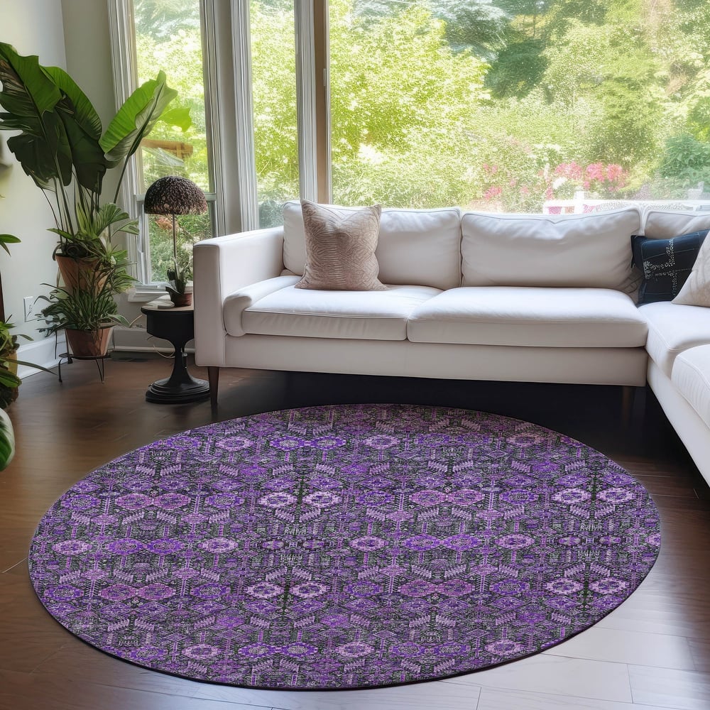 Machine Washable Indoor/ Outdoor Traditional Boho Chantille Rug