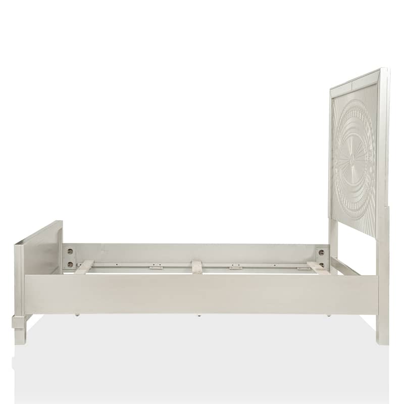Luela Glam Champagne Wood 3-piece Panel Bed and Nightstands Set with USB Port by Furniture of America