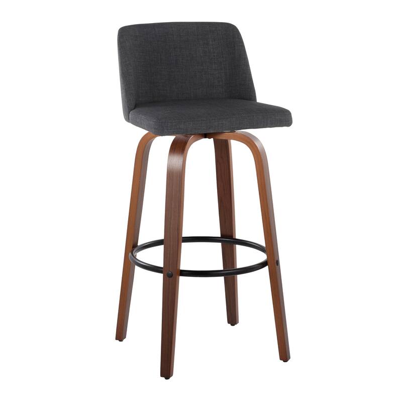 Carson Carrington Vallberga 30" Fixed-Height Bar Stool with Walnut Wood Base (Set of 2)