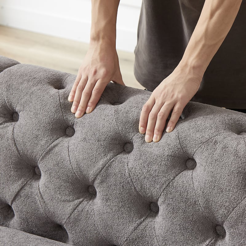 Chenille U-Shaped 5-Seater Sofa with Pull Point Design and Wooden Legs