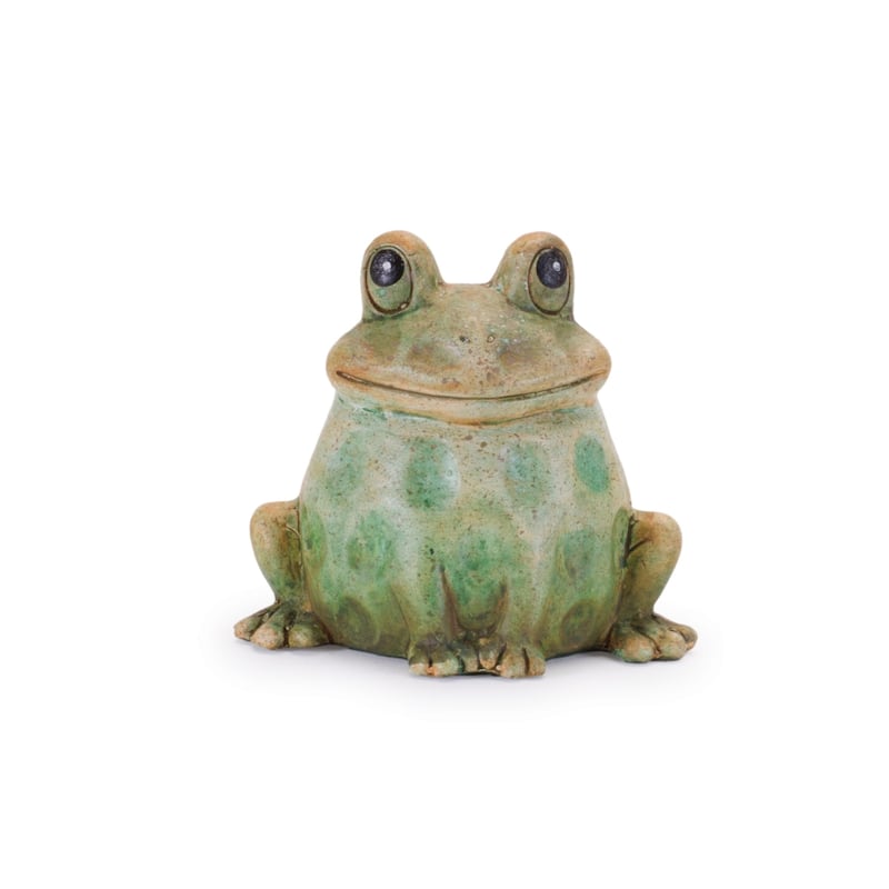 Speckled Sitting Frog Terracotta Garden Statues - 5.25" - Green - Set of 4