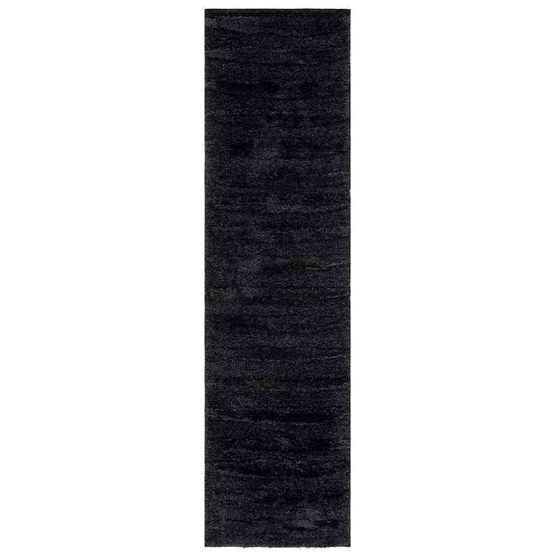 SAFAVIEH Hi-Lo Shag Agista Modern Stripe 1.6-inch Thick Rug - 2' 2" x 8' - Charcoal - Runner