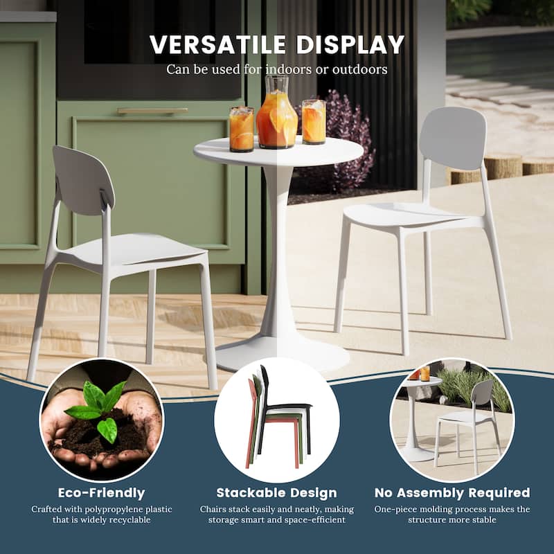 Frond and Form Outdoor Patio Stacking Dining Side Chair (Set of 2)