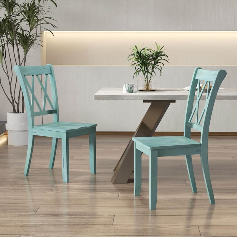 Costway Set of 2 Wood Dining Chair Cross Back Dining Room Side Chair - See Details