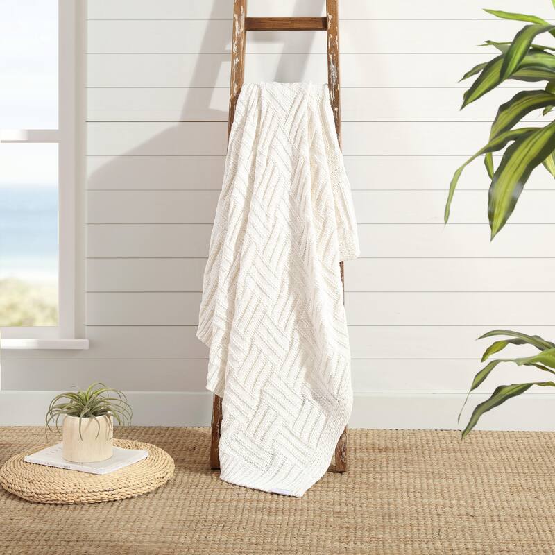Tommy Bahama Chain Basket Solid Reversible Throw Blanket