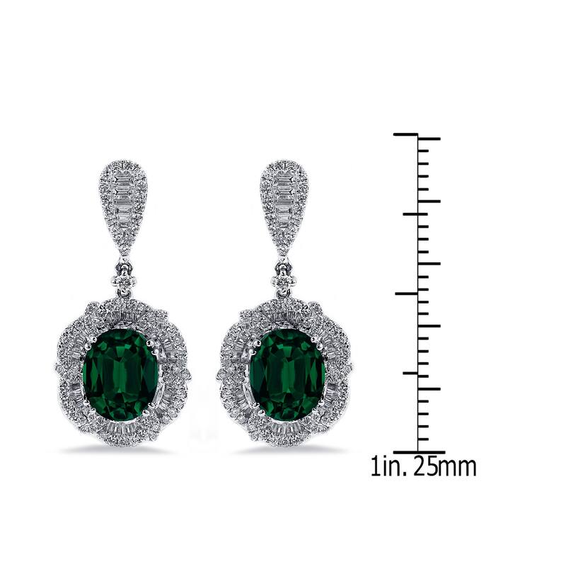 Auriya 4 9/10ct Fancy Oval-cut Emerald Halo Diamond Drop Earrings 2 1/8ctw 18k Gold