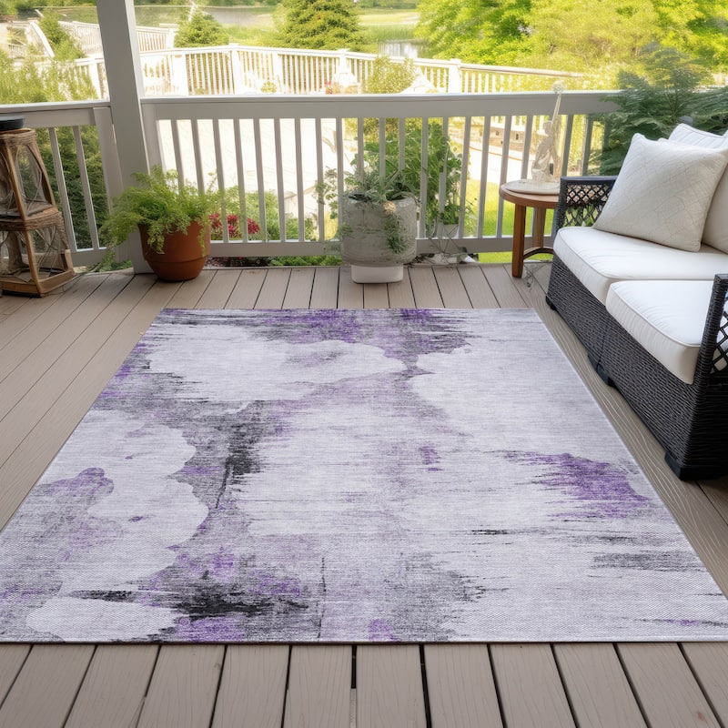 Machine Washable Indoor/ Outdoor Chantille Abstract Cloud Rug