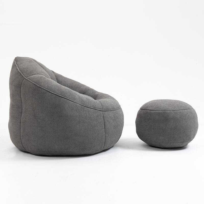 Indoor Bean Bag Sofa Chair with Padded Foam Padding, Footrest