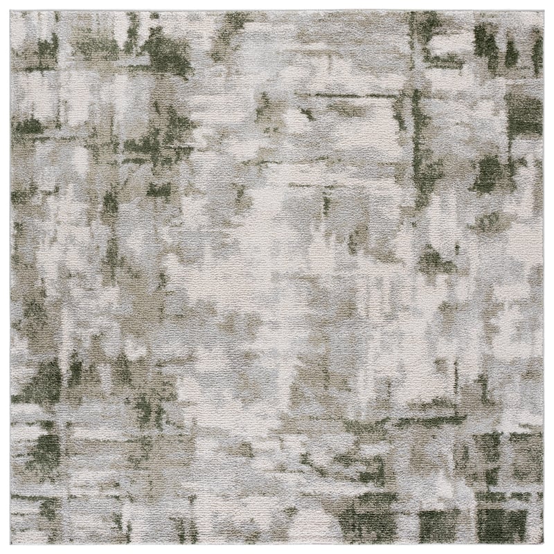 SAFAVIEH Wave Assi Modern Rug - 6'7" Square - Ivory/Green
