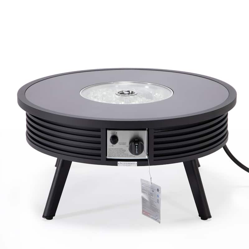 Leisuremod Walbrooke Modern Outdoor Patio Round Fire Pit Table for Porch Backyard Deck - 29