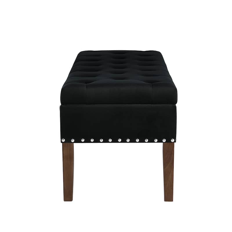 Tufted Bench with Storage, Solid Wooden Frame, 48"L X 18"W X 18.5"H