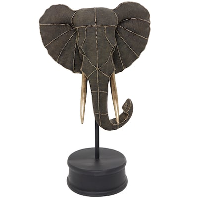 Polystone Elephant Sculpture - Black - Roche River Decor - 9"W x 15"L x 27"H