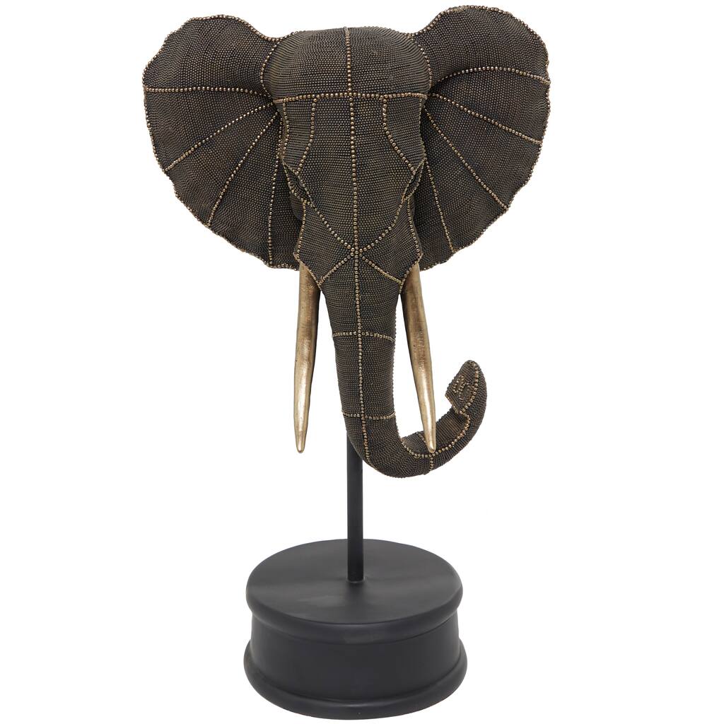 Polystone Elephant Sculpture - Black - Roche River Decor - 9"W x 15"L x 27"H