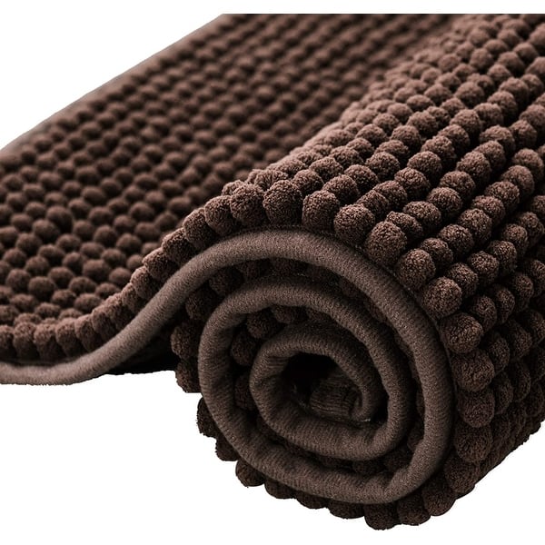 slide 2 of 13, Subrtex Luxury Chenille Bath Rugs Soft Bathroom Mats 20x32 - Chocolate