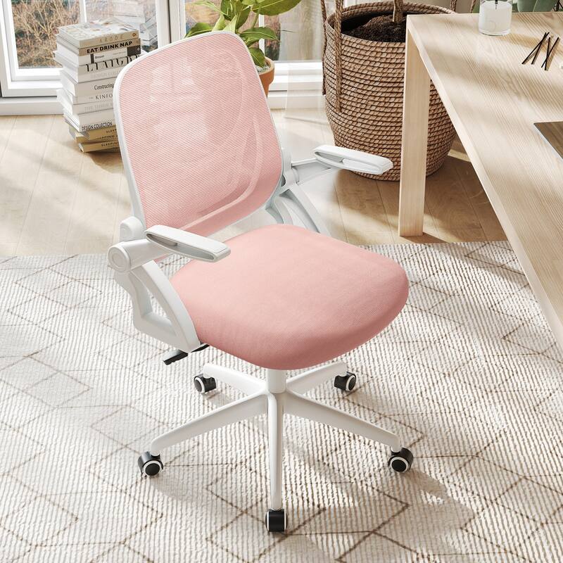 Costway Mesh Office Chair with Lumbar Support & Flip-up Arms Rolling - See Details