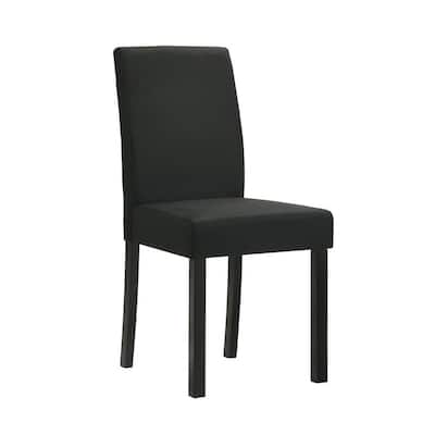 Syon Dining Chair Set of 4, Black Wood Frame, Fabric Seat and Backrest