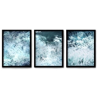 Stormy Ocean Waves By Shumkina 3 Piece Framed Print Wall Art Set