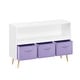 preview thumbnail 21 of 25, 35 in. W x 11 in. D x 24 in. H Wooden Kids Bookcase Toy Storage Cabinet with Collapsible Fabric Drawers Purple