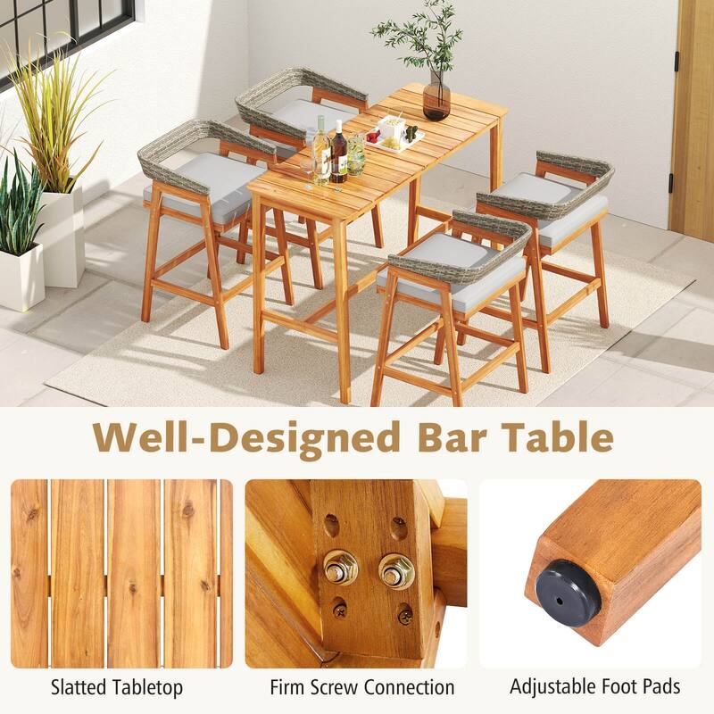 Costway 3 PCS Patio Counter Height Bar Set with 2 Cushioned Barstools - See Details