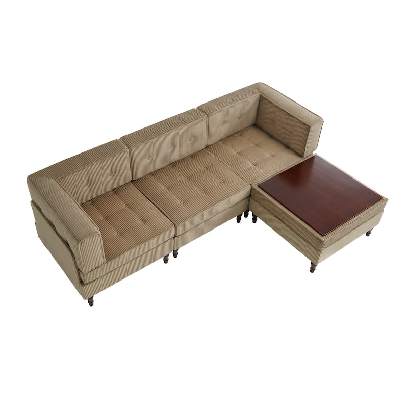 Oversized Sofa Corduroy Tufted Modular Sectional Set
