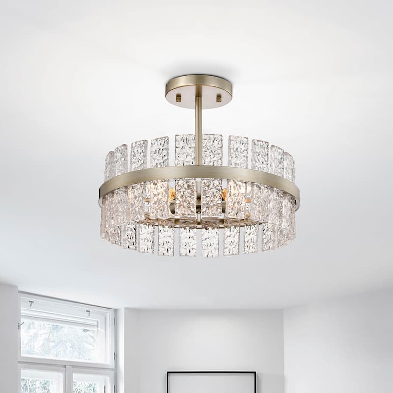 Casandra 4-light Drum Glass Strip Flush Mount