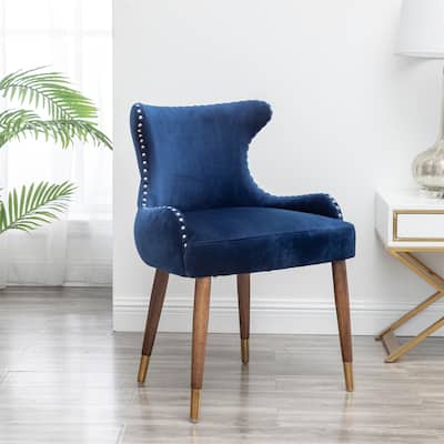 Contemporary Velvet Upholstered Nailhead Trim Accent Chair