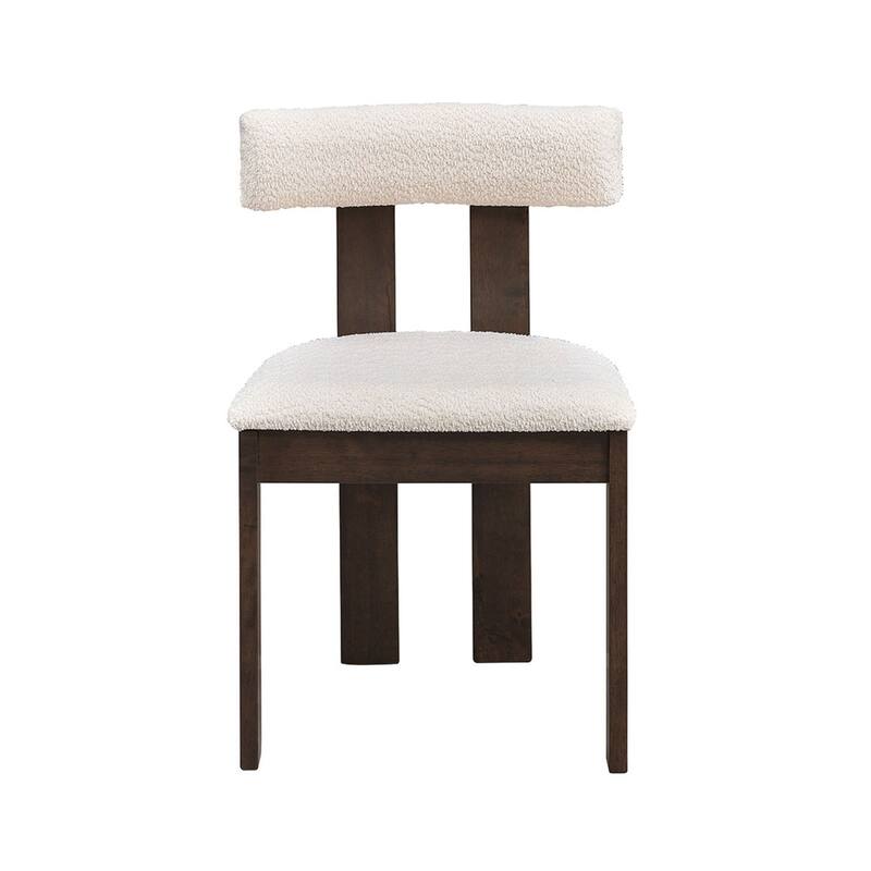 Wooden Boucle Upholstered Dining Chairs Set of 2,Kitchen Side Chairs