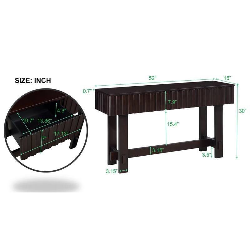 52 inch Sofa Table with Storage Drawers