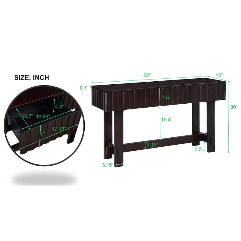 Console Table Hallway Tables with 3 Storage Drawers and Solid Wood Legs, Narrow Couch Tables Behind Sofa Entryway Table