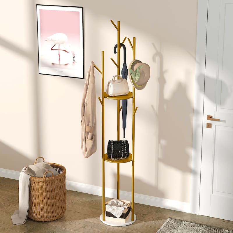 Freestanding Coat Rack Stand with Slate Base