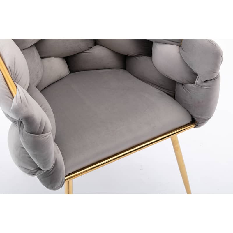 Simple Leisure Velvet Accent Chair Dresser Stool Set of 2, with Gold Metal Foot