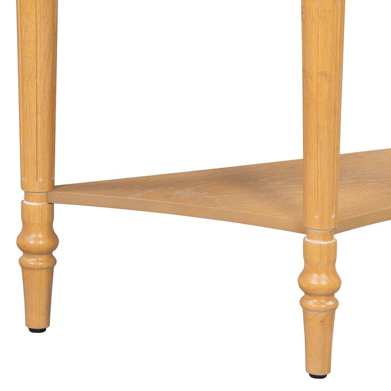 39" Farmhouse Half Moon Console Table with 1 Drawer and Shelf