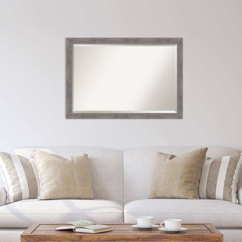 Beveled Wall Mirror - Pinstripe Plank Grey Narrow Frame - Pinstripe Plank Grey Narrow