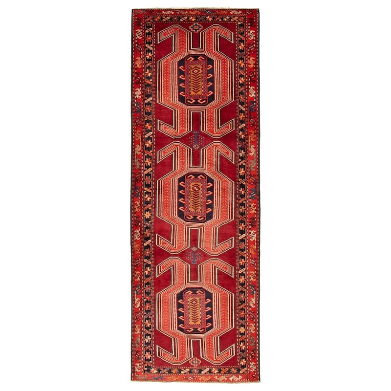 ECARPETGALLERY Hand-knotted Konya Anatolian Red Wool Rug - 3'10 x 11'1 - Dark Red - 3'10 x 11'1