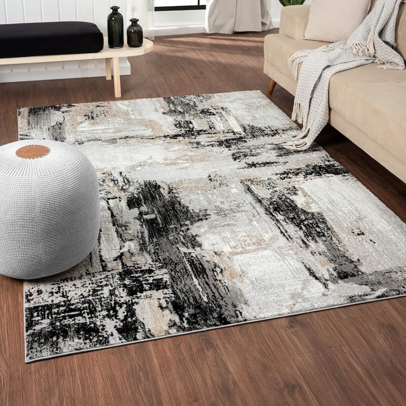 Luxe Weavers Soft Distressed Abstract Area Rug - 9' x 12' - Gray