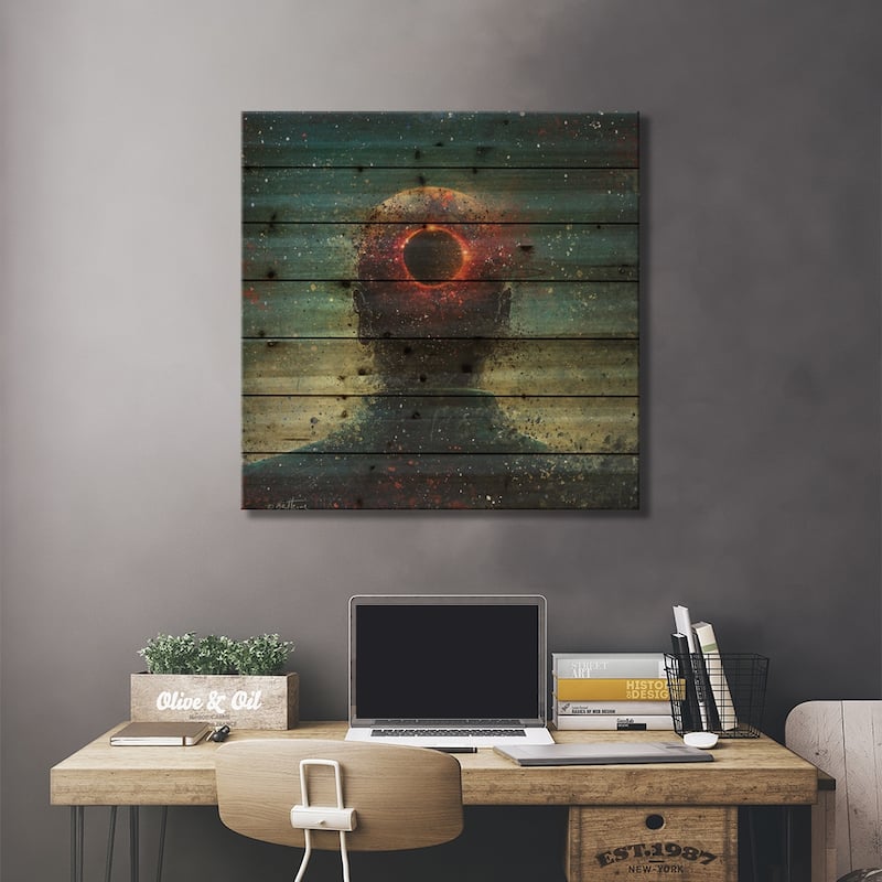 There Is Black Big Bang Hole In My Head - Astro Cruise Print On Wood by Ben Heine - Multi-Color