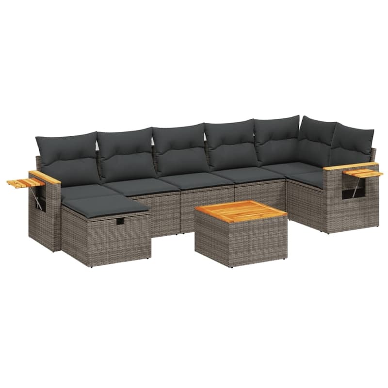 vidaXL Patio Sofa Set with Cushions Outdoor Conversation Furniture Poly Rattan