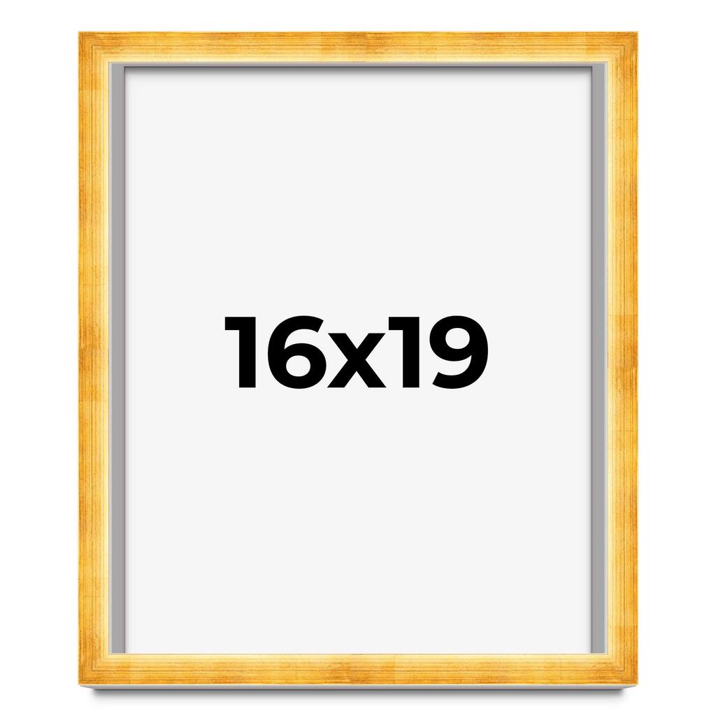 16x19 Shadow Box Frame Gold | 1.625 Inches Deep Real Wood Traditional
