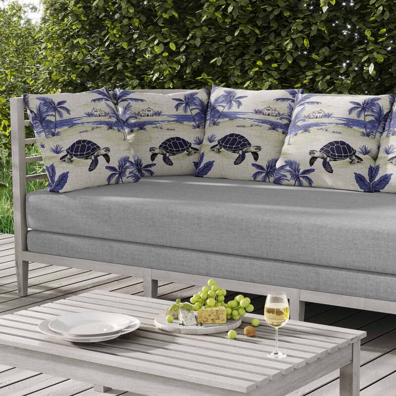 Sandy Shores Turtle Indoor/Outdoor Reversible Throw Pillow Blue and Green