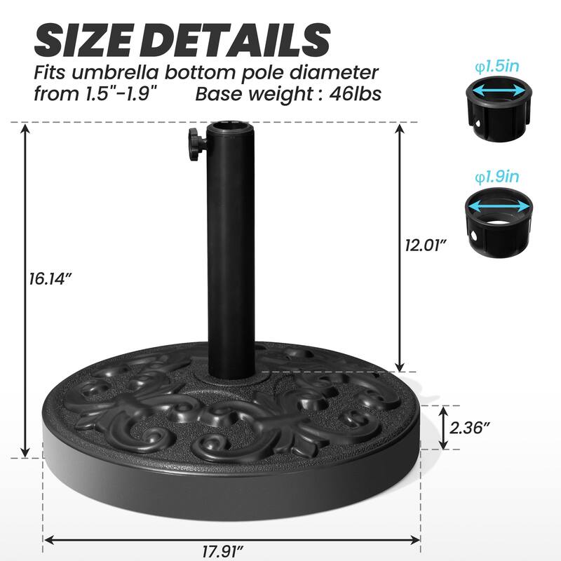 Round Outdoor Patio Market Umbrella Base Holder Filled with Concrete Cement for Table Umbrella