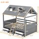 preview thumbnail 4 of 10, Full Size Wood Bed House Bed Frame with 4 Drawers and Safety Guardrail, Loft Bed Frame with Roof Skylights, Gray