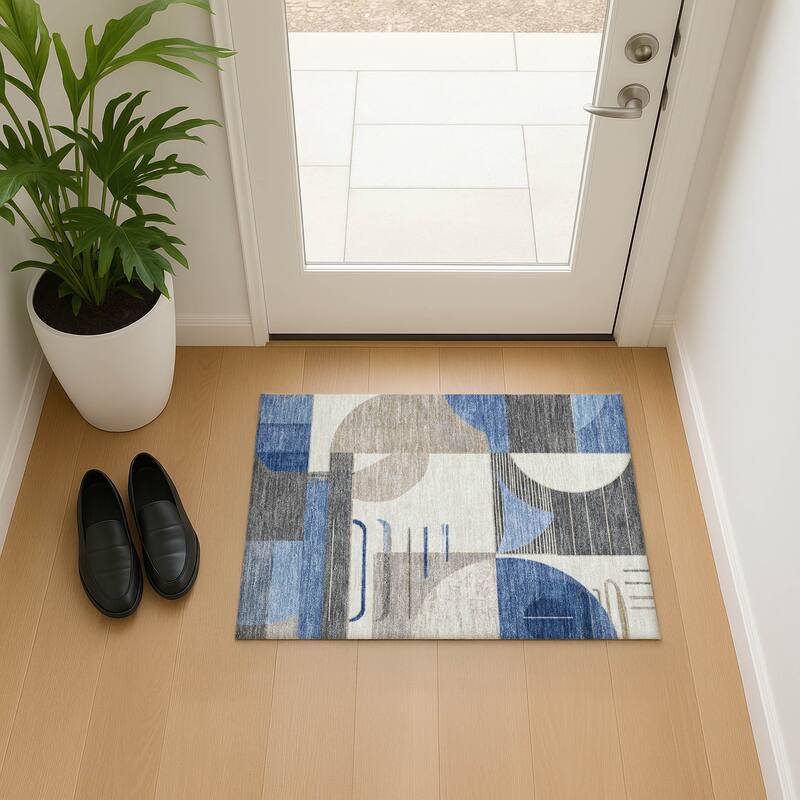 Premium Washable Super Soft Contemporary Mayfield Rug - Blue - 1'8" x 2'6"