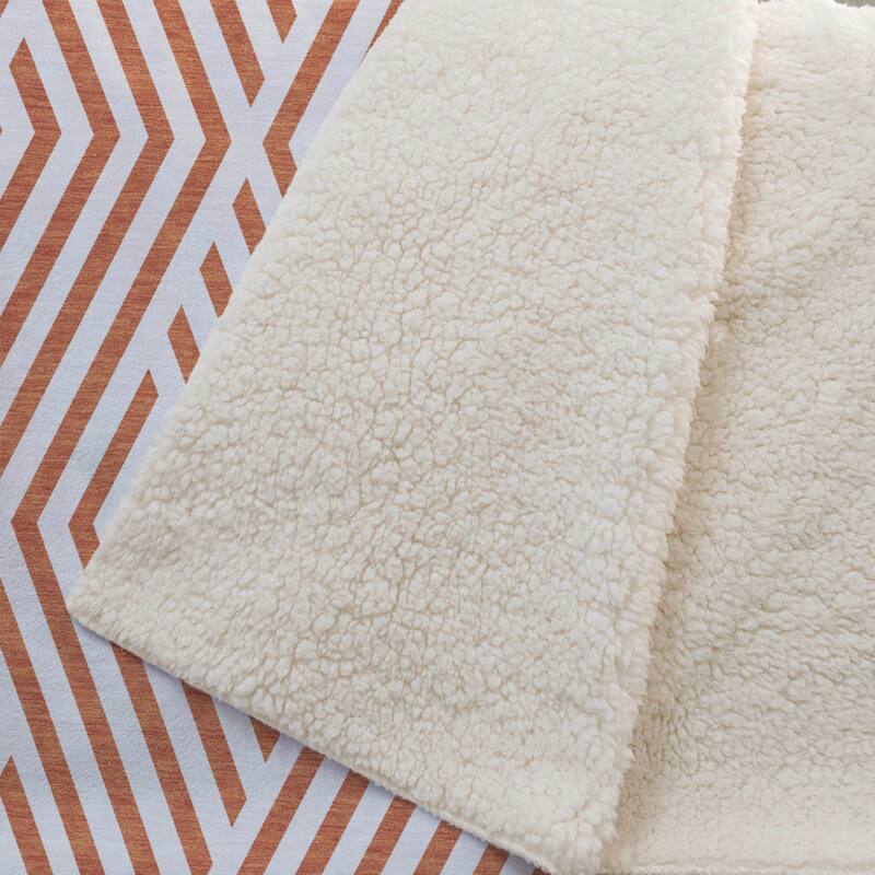 Premium Machine Washable Contemporary Geo Sherpa Throw Blanket