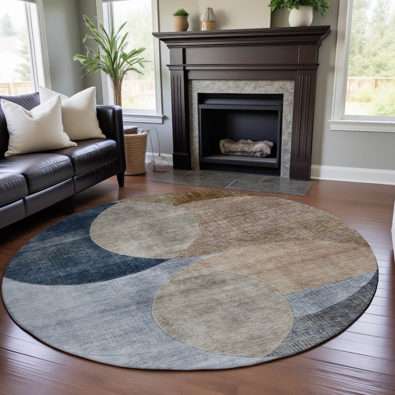 Premium Washable Super Soft Modern Geo Mayfield Rug - Sky - 8' x 8'