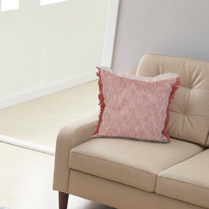 Sevita Two-Tone Cotton Fringe Throw Pillow