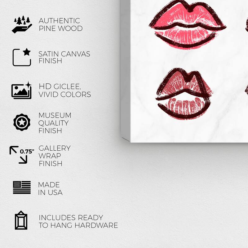 Wynwood Studio Fashion and Glam Kiss Swatch Red and Glam Wall Art Canvas Print