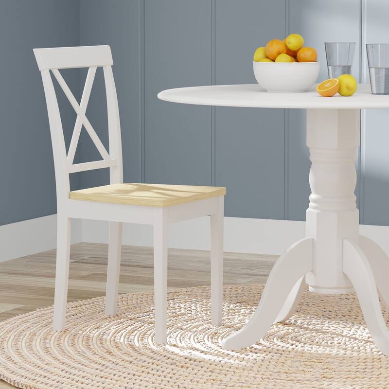 5-Piece Dining Set, 42" Round Drop-Leaf Table and X-Back Chairs